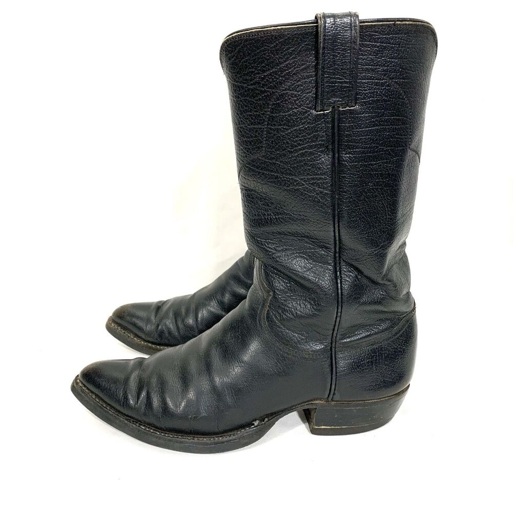 VTG MENS JUSTIN COWBOY BLACK BOOTS SIZE 9D